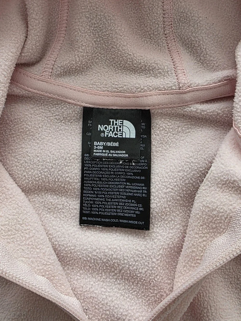 The North Face Light Pink Baby Glacier Full-zip Hoodie Size 3-6 Months